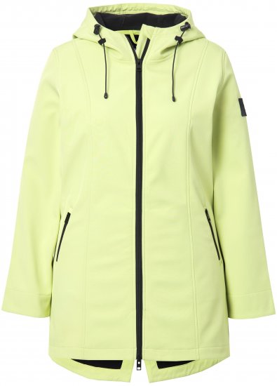 Ulla Popken Hyprar Soft Shell Water Repellent Hooded Jacket Lime Green - Bundy - 