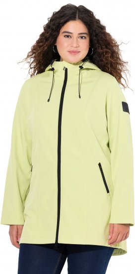 Ulla Popken Hyprar Soft Shell Water Repellent Hooded Jacket Lime Green - Bundy - 