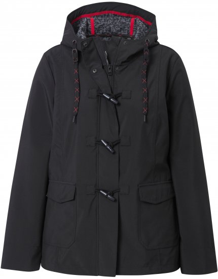 Ulla Popken HYPRAR Toggle Button Microfleece Lined Jacket Black - Bundy - 