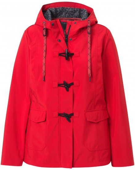 Ulla Popken HYPRAR Toggle Button Microfleece Lined Jacket Salsa Red - Bundy - 