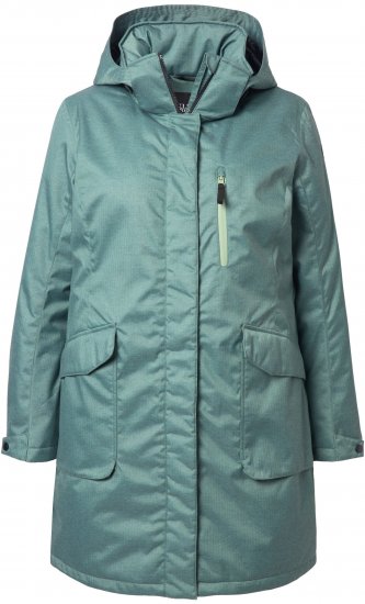 Ulla Popken HYPRAR Drawstring Waist Parka Grey Green - Bundy - 