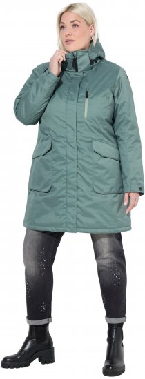 Ulla Popken HYPRAR Drawstring Waist Parka Grey Green - Bundy - 