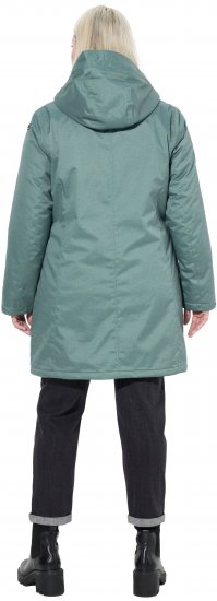 Ulla Popken HYPRAR Drawstring Waist Parka Grey Green - Bundy - 