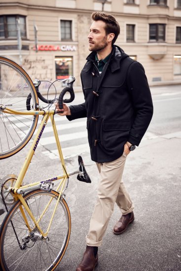 JP1880 Dufflecoat Water-repellent Black - Bundy - Bundy Nadmerné Veľkosti 2XL-8XL