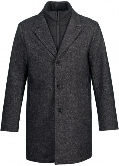JP1880 Coat Wool Blend Quilted Insert Black - Bundy - Bundy Nadmerné Veľkosti 2XL-8XL