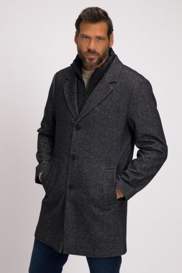 JP1880 Coat Wool Blend Quilted Insert Black - Bundy - Bundy Nadmerné Veľkosti 2XL-8XL