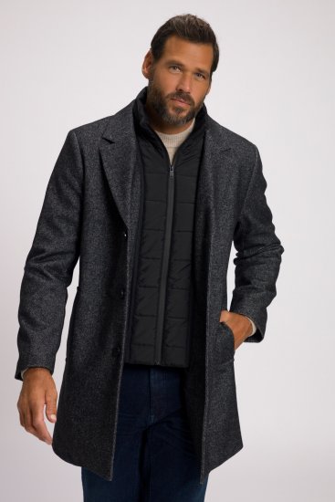 JP1880 Coat Wool Blend Quilted Insert Black - Bundy - Bundy Nadmerné Veľkosti 2XL-8XL