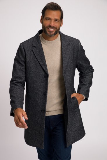 JP1880 Coat Wool Blend Quilted Insert Black - Bundy - Bundy Nadmerné Veľkosti 2XL-8XL