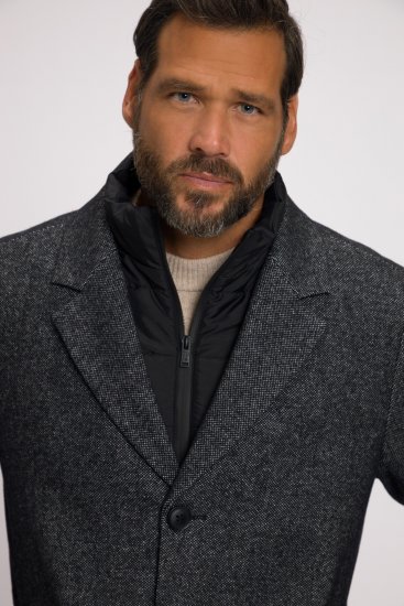 JP1880 Coat Wool Blend Quilted Insert Black - Bundy - Bundy Nadmerné Veľkosti 2XL-8XL