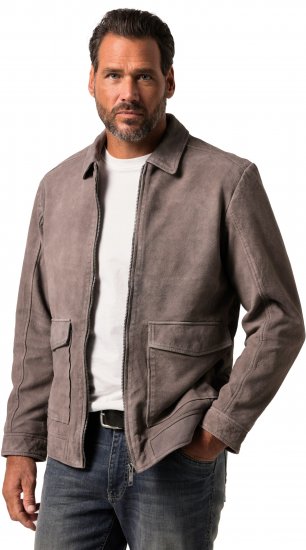 JP1880 Leather Jacket Lamskin Suede Grey - Bundy - Bundy Nadmerné Veľkosti 2XL-8XL