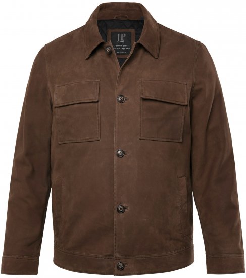 JP1880 Leather Jacket Nubuck Shirt Collar Brown - Bundy - Bundy Nadmerné Veľkosti 2XL-8XL