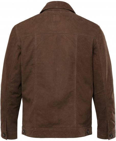 JP1880 Leather Jacket Nubuck Shirt Collar Brown - Bundy - Bundy Nadmerné Veľkosti 2XL-8XL