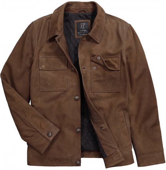 JP1880 Leather Jacket Nubuck Shirt Collar Brown - Bundy - Bundy Nadmerné Veľkosti 2XL-8XL