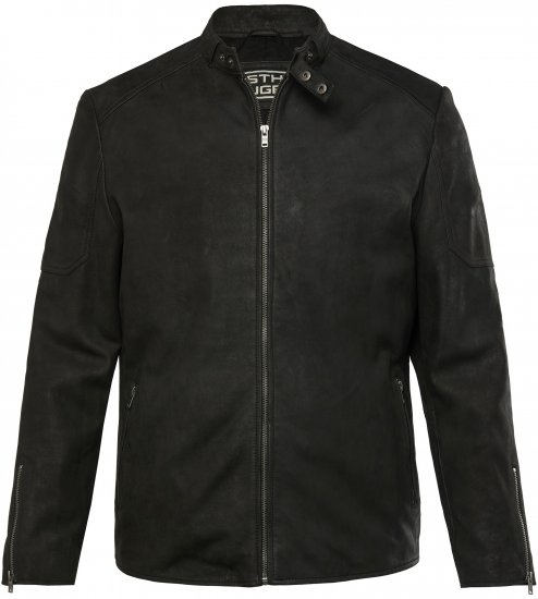STHUGE Leather Biker Jacket Lamb Nappa Leather Black - Bundy - Bundy Nadmerné Veľkosti 2XL-8XL