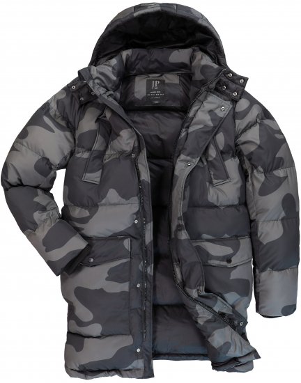 JP1880 Quilted Parka with Camouflage Drawstring Waist Black - Bundy - Bundy Nadmerné Veľkosti 2XL-8XL