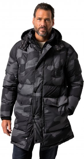 JP1880 Quilted Parka with Camouflage Drawstring Waist Black - Bundy - Bundy Nadmerné Veľkosti 2XL-8XL