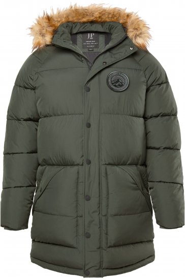 JP1880 Quilted Parka Lightweight and Warm with Faux Fur Hood Dark Green - Bundy - Bundy Nadmerné Veľkosti 2XL-8XL