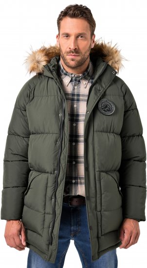 JP1880 Quilted Parka Lightweight and Warm with Faux Fur Hood Dark Green - Bundy - Bundy Nadmerné Veľkosti 2XL-8XL