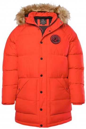 JP1880 Parka Quilted Faux Fur Hood Red - Bundy - Bundy Nadmerné Veľkosti 2XL-8XL