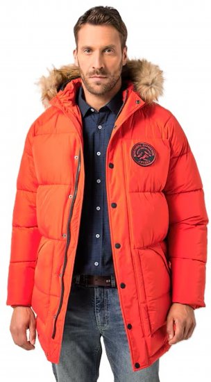 JP1880 Parka Quilted Faux Fur Hood Red - Bundy - Bundy Nadmerné Veľkosti 2XL-8XL