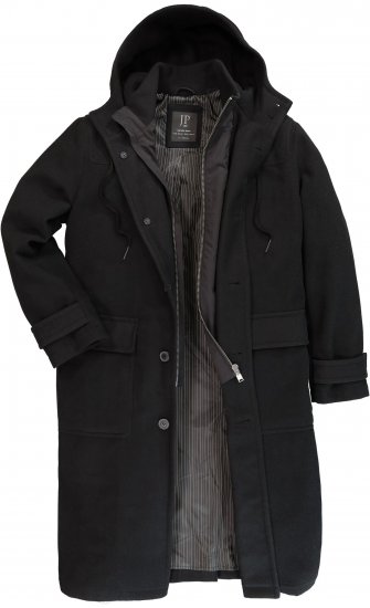 JP1880 Water-repellent Functional Coat with Wool Look Black - Bundy - Bundy Nadmerné Veľkosti 2XL-8XL