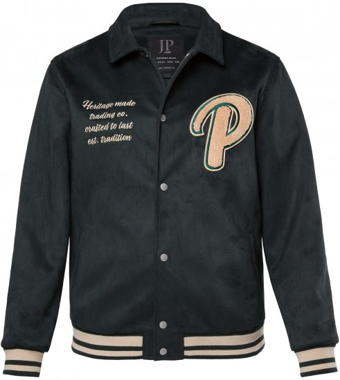 JP1880 Blouson Velour with Chest Embroidery Dark Green - Bundy - Bundy Nadmerné Veľkosti 2XL-8XL