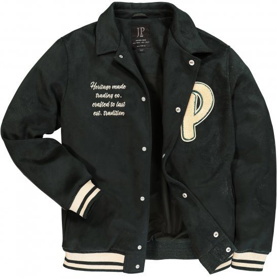 JP1880 Blouson Velour with Chest Embroidery Dark Green - Bundy - Bundy Nadmerné Veľkosti 2XL-8XL