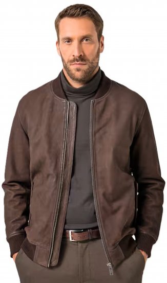 JP1880 Jacket Buffed Nubuck Lamb Leather Brown - Bundy - Bundy Nadmerné Veľkosti 2XL-8XL