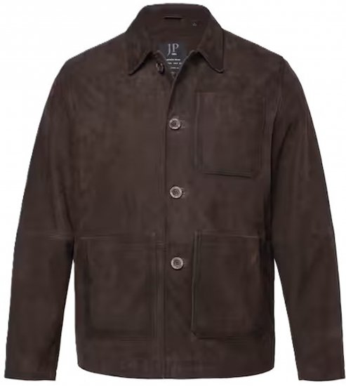 JP1880 Leather Jacket Goat Suede Shirt Collar Dark Brown - Bundy - Bundy Nadmerné Veľkosti 2XL-8XL