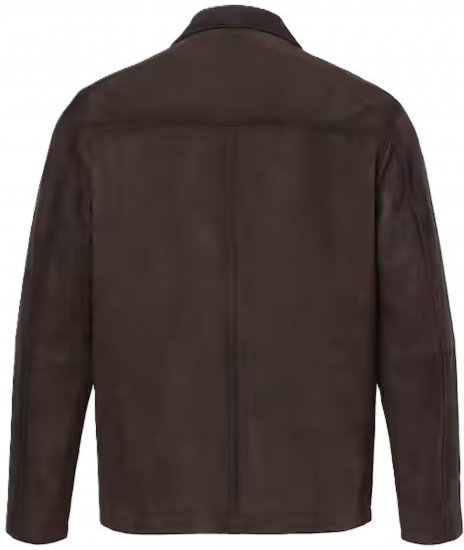JP1880 Leather Jacket Goat Suede Shirt Collar Dark Brown - Bundy - Bundy Nadmerné Veľkosti 2XL-8XL