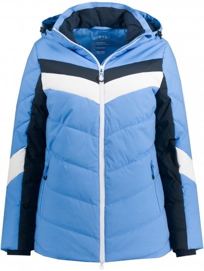 Ulla Popken HYPRAR Chevron Stripe Triple Function Quilted Fully Lined Ski Jacket Pastel Petrol - Bundy - 