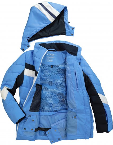 Ulla Popken HYPRAR Chevron Stripe Triple Function Quilted Fully Lined Ski Jacket Pastel Petrol - Bundy - 