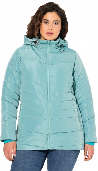 Ulla Popken Quilted Water Repellent Jacket Soft Turquoise - Bundy - 