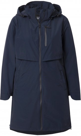 Ulla Popken Hooded with Zippered Pockets and Zippered Side Slits Jacket Navy - Bundy - 
