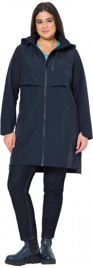 Ulla Popken Hooded with Zippered Pockets and Zippered Side Slits Jacket Navy - Bundy - 
