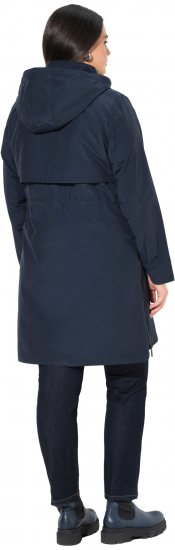 Ulla Popken Hooded with Zippered Pockets and Zippered Side Slits Jacket Navy - Bundy - 