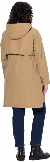 Ulla Popken Hooded with Zippered Pockets and Zippered Side Slits Jacket Mocha - Bundy - 