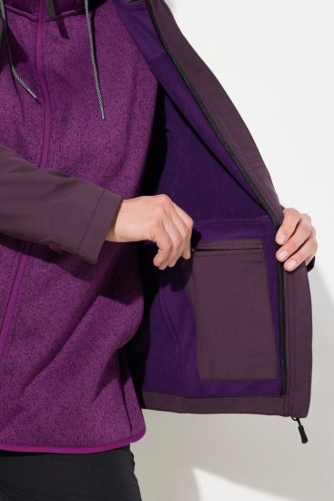 Ulla Popken HYPRAR Softshell Fleece Lined Jacket Dark Blackberry - Bundy - Dámske bundy vo veľkých veľkostiach