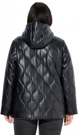 Ulla Popken Faux Leather Quilted Jacket Black - Bundy - 