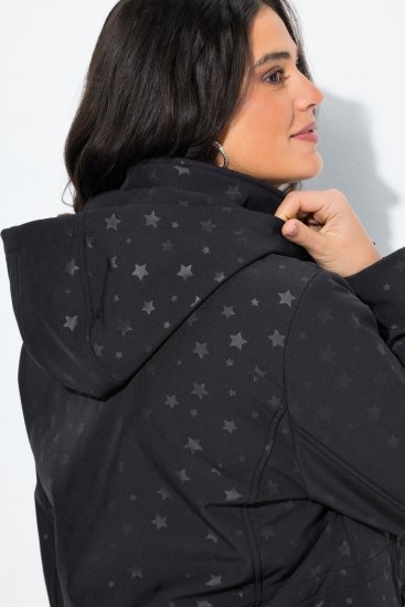 Ulla Popken HYPRAR Star Print Softshell Jacket Black - Bundy - Dámske bundy vo veľkých veľkostiach