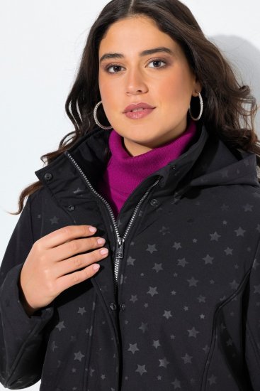 Ulla Popken HYPRAR Star Print Softshell Jacket Black - Bundy - Dámske bundy vo veľkých veľkostiach