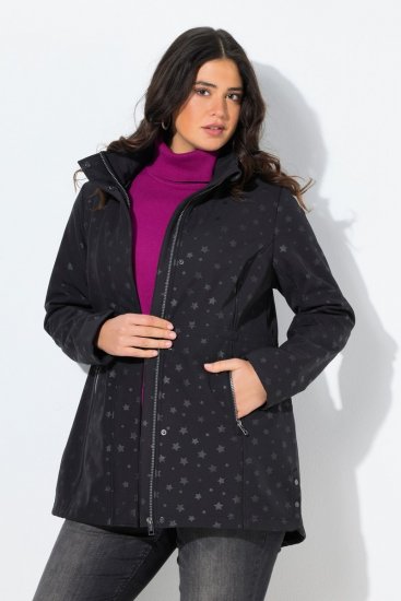 Ulla Popken HYPRAR Star Print Softshell Jacket Black - Bundy - Dámske bundy vo veľkých veľkostiach