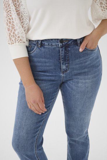 Kaffe Curve Dina Rovné džínsy v bežnej dĺžke Modrá - Džíny & Nohavice vo Veľkých Veľkostiach – Plus Size - 