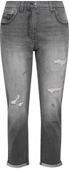 Ulla Popken Distressed Stretch Fit Boyfriend Jeans Dark Denim Blue - Džíny & Nohavice vo Veľkých Veľkostiach – Plus Size - 