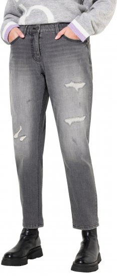 Ulla Popken Distressed Stretch Fit Boyfriend Jeans Dark Denim Blue - Džíny & Nohavice vo Veľkých Veľkostiach – Plus Size - 