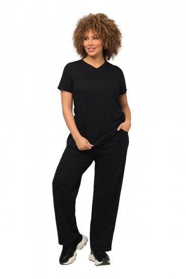 Ulla Popken Pull On Knit Straight Leg Pocket Pants Black - Nohavice - Nohavice pre ženy vo veľkých veľkostiach
