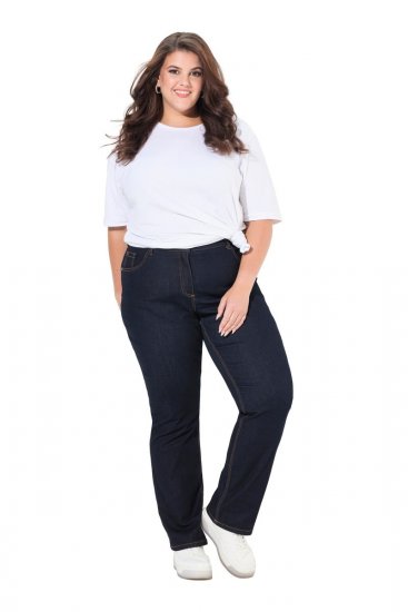 Ulla Popken Straight Leg Mandy Fit Stretch Jeans Dark Blue Denim - Džínsy - Dámske džínsy veľkých veľkostí