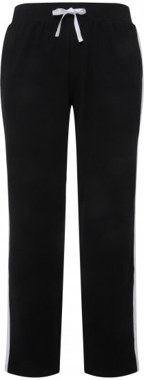 Ulla Popken Side Stripe Adjustable Drawstring Waist Joggers Black - Džíny & Nohavice vo Veľkých Veľkostiach – Plus Size - 