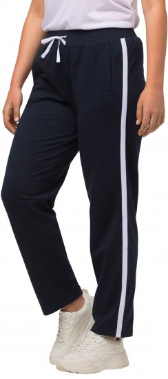 Ulla Popken Side Stripe Adjustable Drawstring Waist Joggers Navy - Džíny & Nohavice vo Veľkých Veľkostiach – Plus Size - 