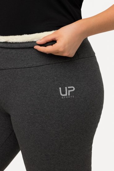 Ulla Popken Faux Fur Lined Stretch Leggings Charcoal - Nohavice - Nohavice pre ženy vo veľkých veľkostiach